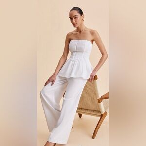 COMMENSE - Cotton Mid Waist Wide-Leg Pants With Pockets Size M